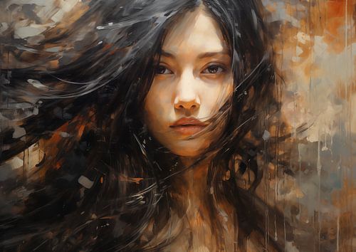 Abstract portret van een vrouw (Mixed Media 15)