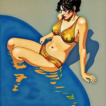 Goldener Bikini am Pool