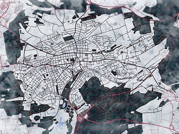 Kaart van Schwenningen in de stijl 'White Winter' van Maporia