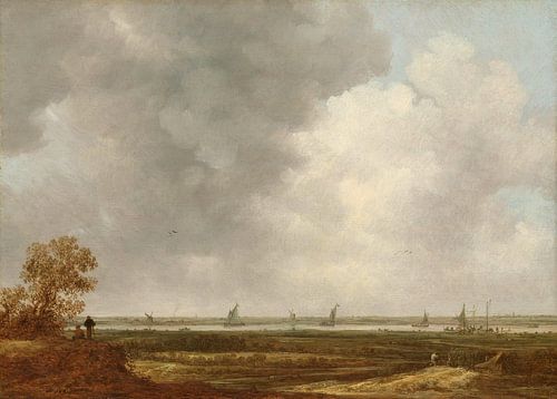 Vergezicht over de uiterwaarden van een rivier, Jan van Goyen