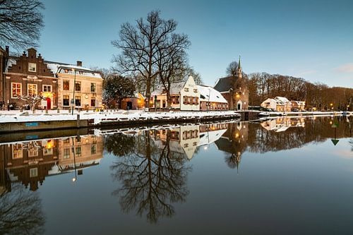 The village Oud Zuilen on the river Vecht covered in snow