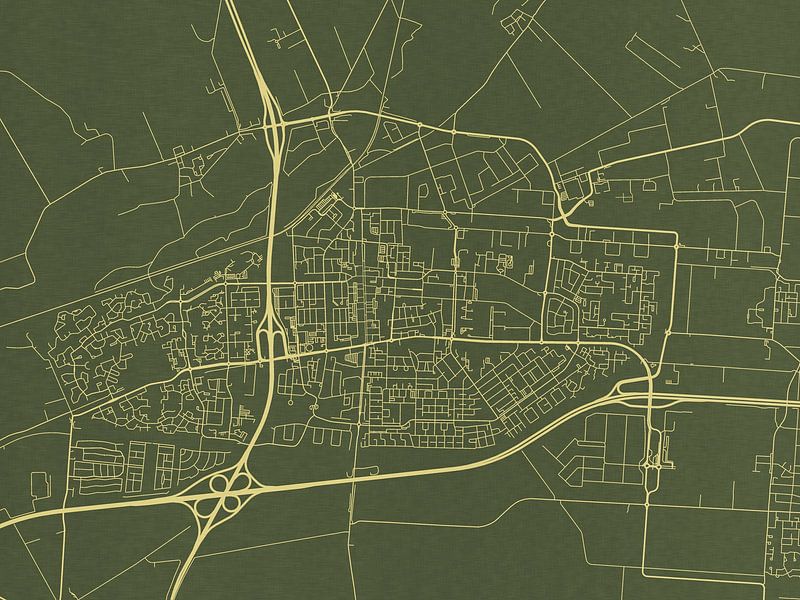 Map of Hoogeveen in Green Gold by De Kaartenwinkel
