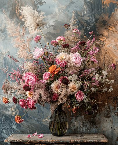 Schönes Stillleben eines Blumenstraußes in Pastellfarben