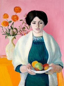 Portrait with Apples and Flowers
