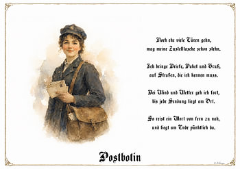 Postbotin – Zunftbild mit Gedicht