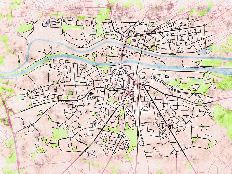 Carte de Dorsten avec le style 'Soothing Spring' par Maporia