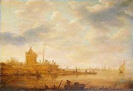 Flussansicht mit Wachposten, Jan van Goyen