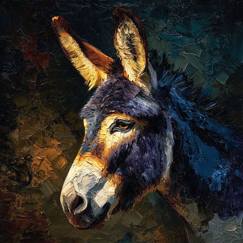 Stimmungsvolles Eselbild in Ölfarbe