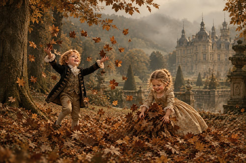 Herfstpret bij het Kasteel - Schilderij