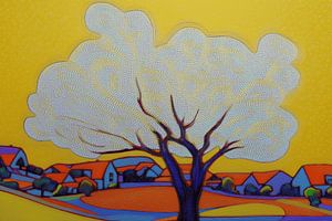 Bunter Baum im pointillistischen Stil