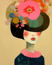 The woman with the hat, colourful illustration by Studio Allee