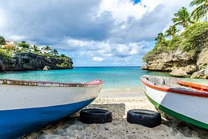 Vissersbootjes bij Lagun, Curacao