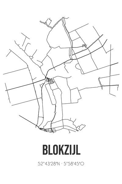 Blokzijl (Overijssel) | Map | Black and white by Prints of Place