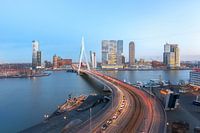 Erasmus bridge with the skyline of Rotterdam