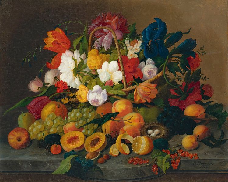 Fruit And Flowers, Severin Roesen by Masterful Masters