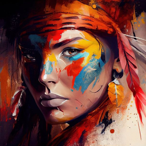 Powerful American Native Woman #4 by Chromatic Fusion Studio