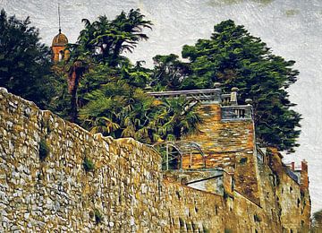Stadsmuren met Campanile Castiglione del Lago van Dorothy Berry-Lound