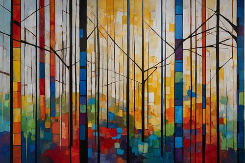 Schokgolven door een kleurrijk bos