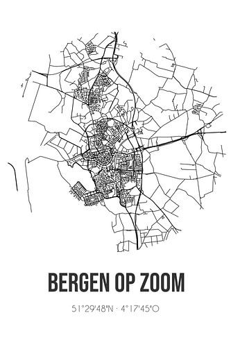 Bergen op Zoom (Noord-Brabant) | Landkaart | Zwart-wit