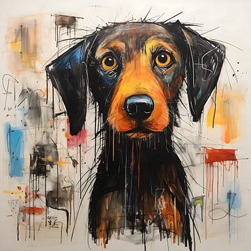 Hond sketch schilderij van PixelPrestige