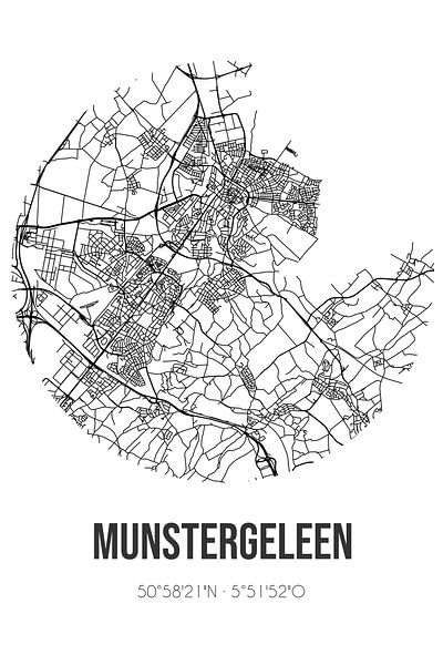 Munstergeleen (Limburg) | Map | Black and White by Prints of Place