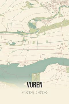 Vintage landkaart van Vuren (Gelderland) van MijnStadsPoster