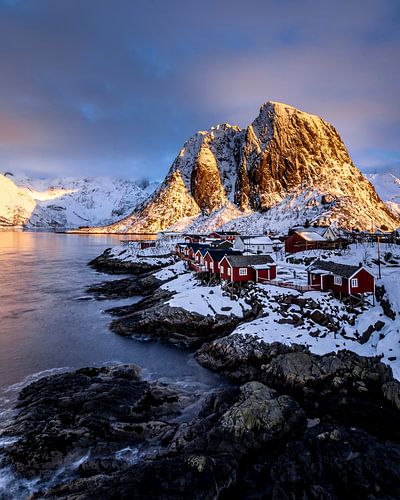 Lofoten - Le beau village de Hamnøy en hiver