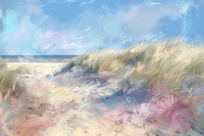 Summers by the Sea - Beach dunes in Pastel by Eva Lee