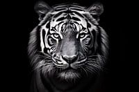 Portrait de tigre en noir et blanc, expressif