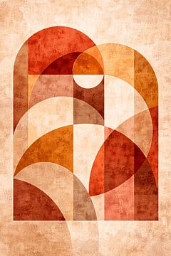 Retro Arch Abstract Wall Art – Mid Century Terracotta Geometric Print