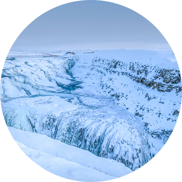 Winter landschap bevroren waterval IJsland