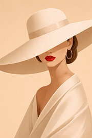 Elegante Vrouw met Witte Zonnehoed Poster
