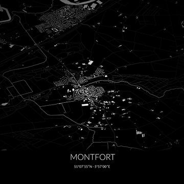 Black-and-white map of Montfort, Limburg. by Rezona