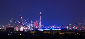 Berliner Skyline mit Feuerwerk