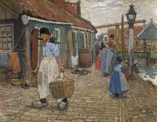 Henri Cassiers, In Volendam, waterverf