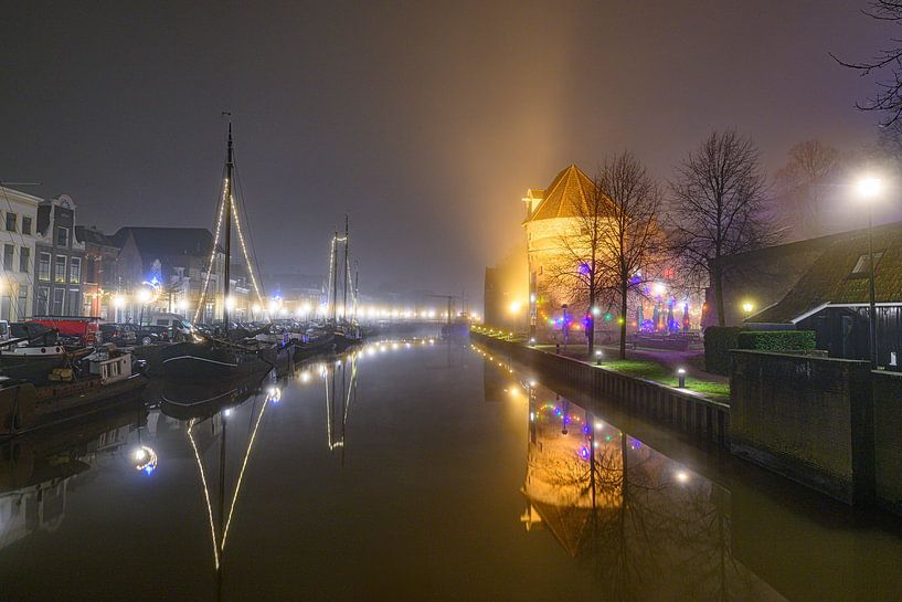 Zwolle Thorbeckegracht during a foggy winter evening by Sjoerd van der Wal Photography