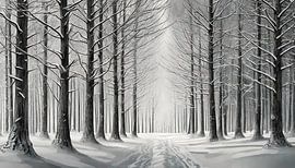 Zwart-wit foto met bomen
