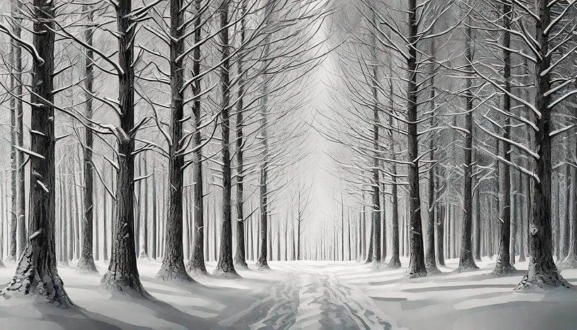 Image en noir et blanc avec des arbres par Mustafa Kurnaz