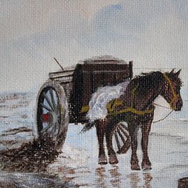 schilderij schelpenvisser met paard en wagen van Joke te Grotenhuis