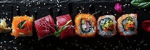 Sushi voedsel fotografie panorama van Digitale Schilderijen