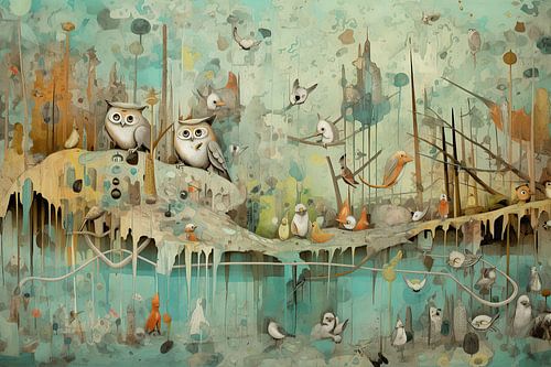Eulen Wandern | Moderne Kunst