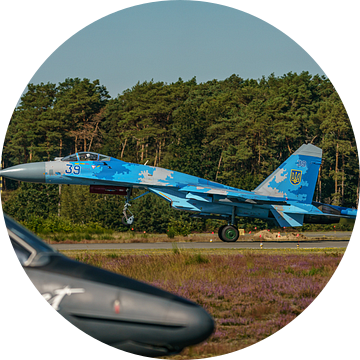 Landing Sukhoi SU-27 van de Oekraïnse Luchtmacht. van Jaap van den Berg