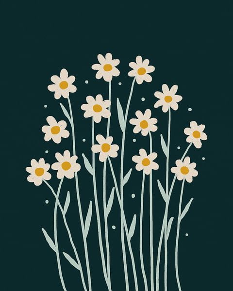 Marguerites simples - vert foncé par Angela Minca