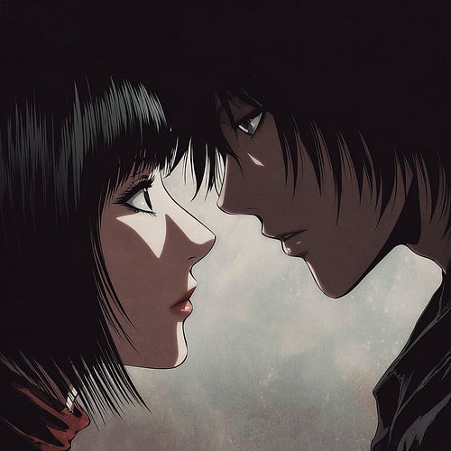 Intense Gaze - Dark Anime Illustration