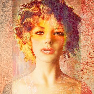 Femme moderne dans les tons de rouge