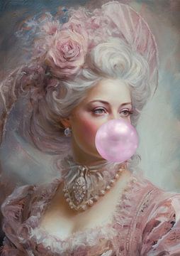 Pastel Marie Antoinette Bubbelgum van Grace Digital Art Co
