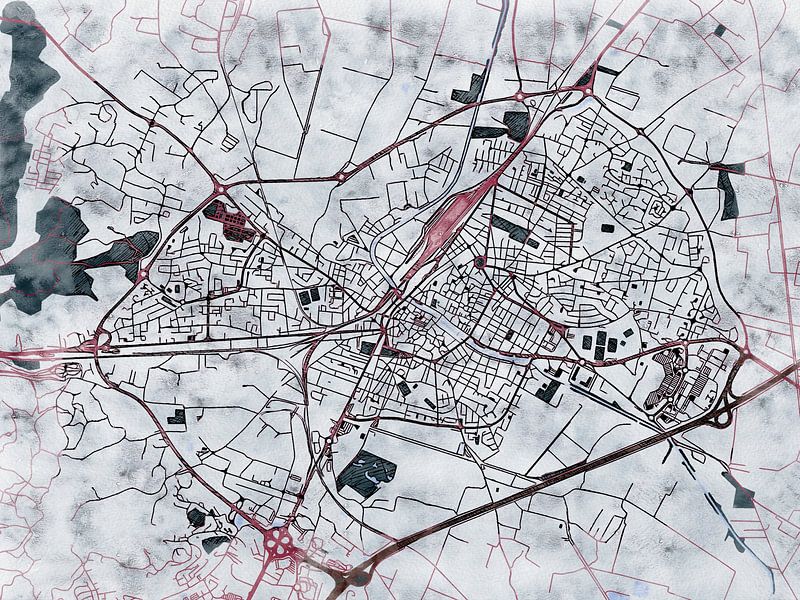 Carte de Narbonne avec le style 'White Winter' par Maporia