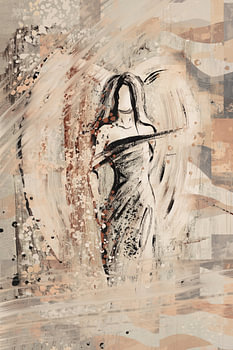 Wabi Sabi kunst engel in taupe brons beige en bruin