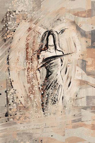 Wabi Sabi kunst engel in taupe brons beige en bruin