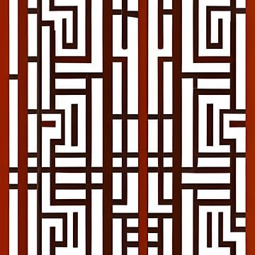 Jeu de lignes géométriques rouge noir et blanc - abstrait sur Lily van Riemsdijk - Art Prints with Color